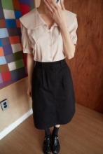 round collar strap blouse (2colors)
