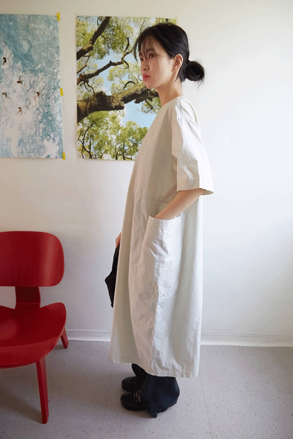 cotton wide dress (3colors)