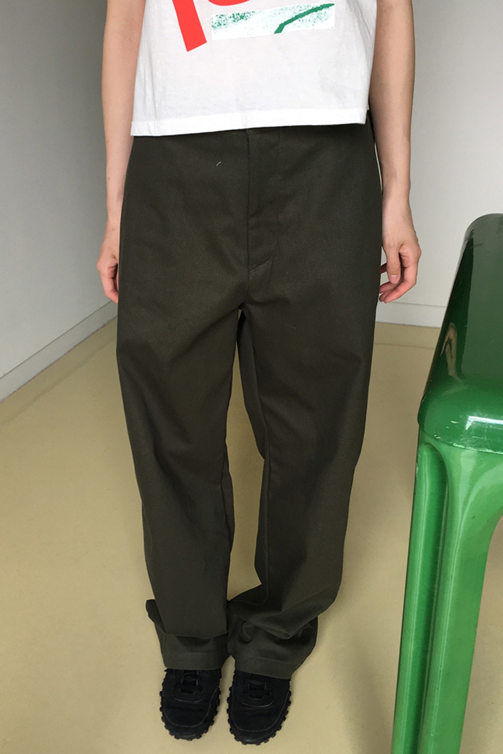 stiff cotton long pants (3colors)
